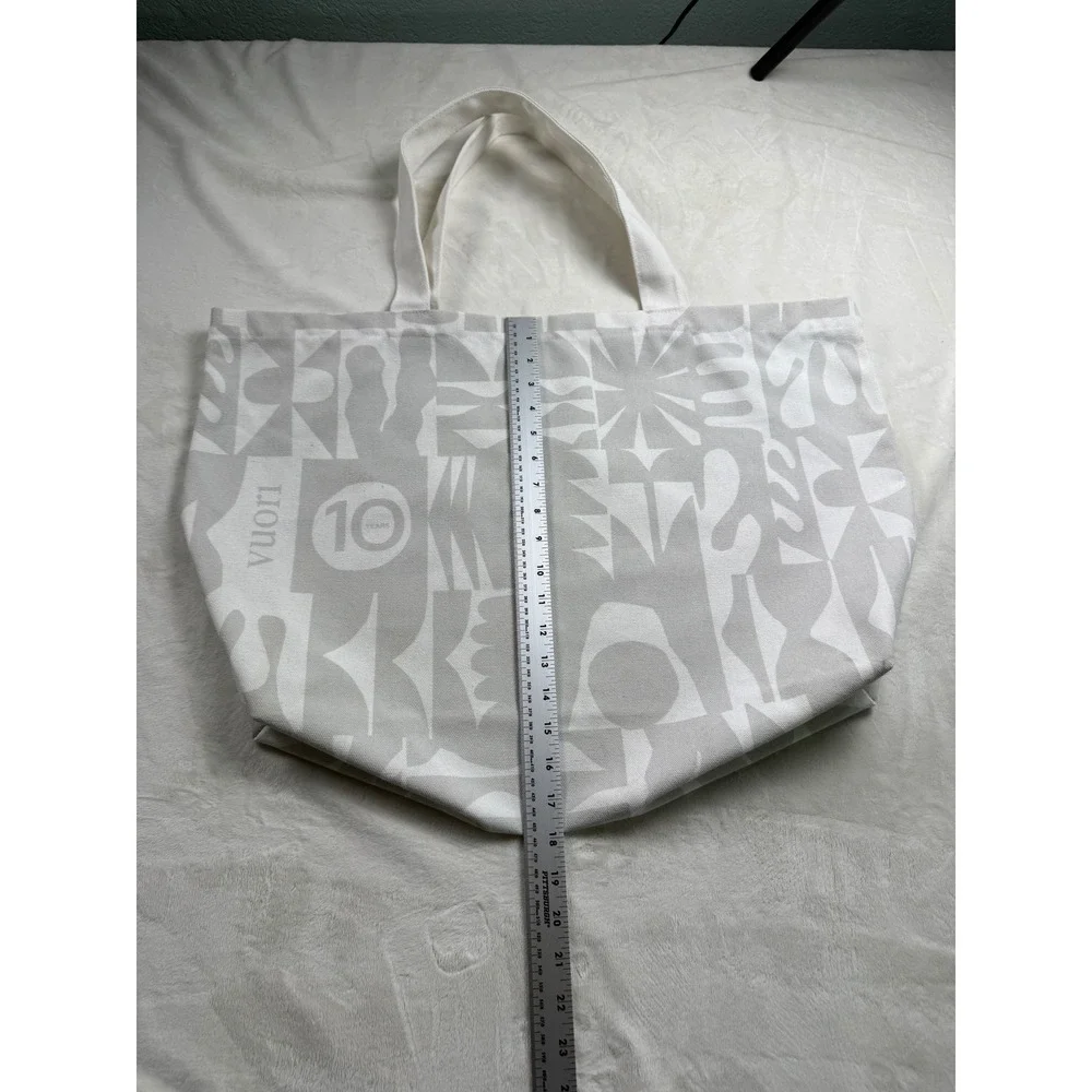 Vuori Celebrating A Decade 10 Year Anniversary Canvas Tote Bag Grey White Large